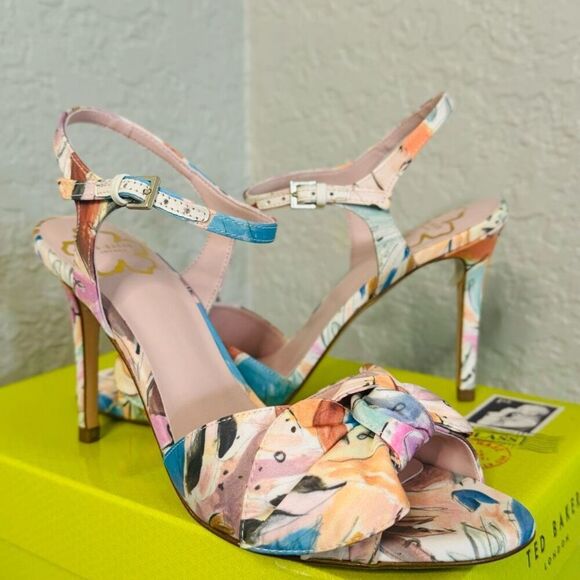 Ted Baker London Nestar Ankle Strap Heeled Sandal, Floral Multi,‎ Size 9.5 NWT - Picture 7 of 16